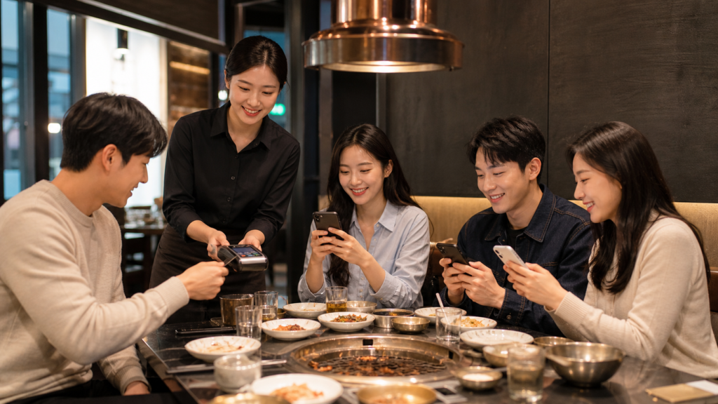 ソウルの焼肉店で見る韓国の割り勘文化