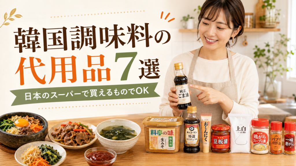 韓国調味料の代用品を日本のスーパーで買える材料で紹介するブログサムネイル