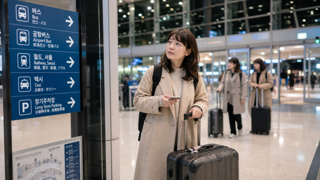 仁川空港 深夜バス 案内確認