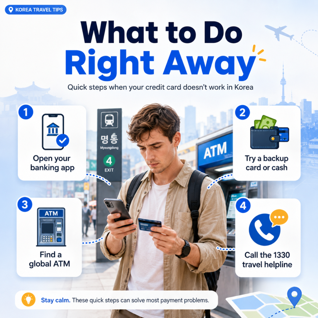 Step-by-step actions to take right away if your credit card stops working in Korea