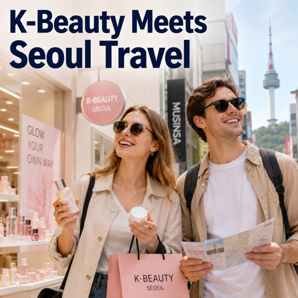 Foreign travelers enjoying K-beauty and Seoul travel experience