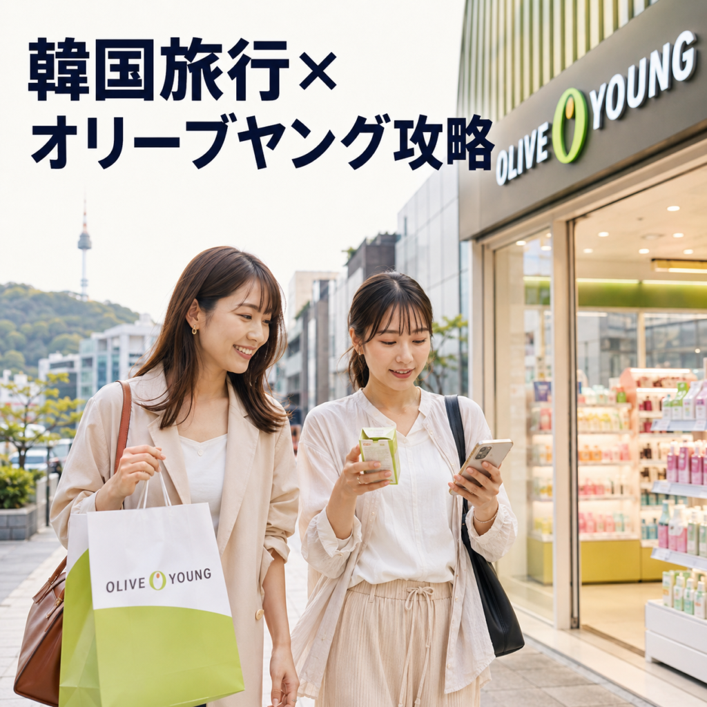 韓国旅行でオリーブヤングを上手に回る日本人旅行者のショッピングガイドイメージ