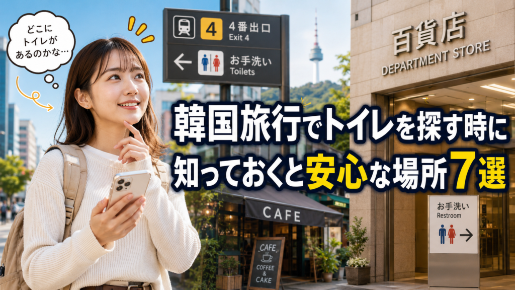 韓国旅行でトイレを探す時に安心な場所を案内する日本人旅行者のブログサムネイル