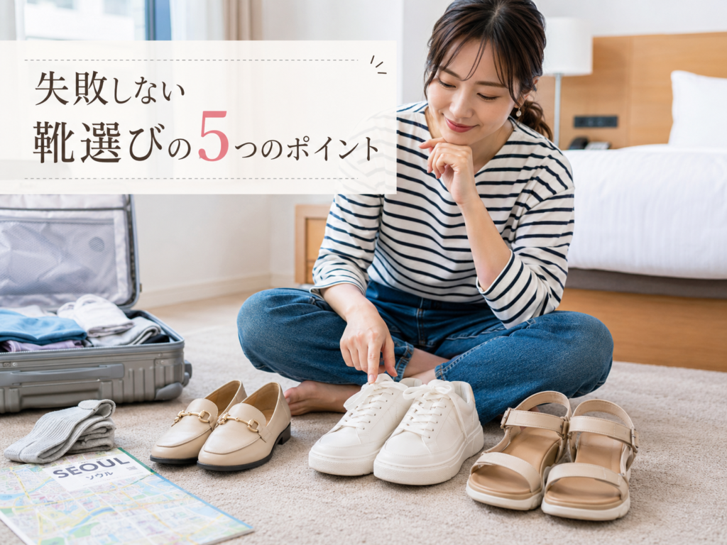 韓国旅行で失敗しない靴選びのポイントを紹介する画像