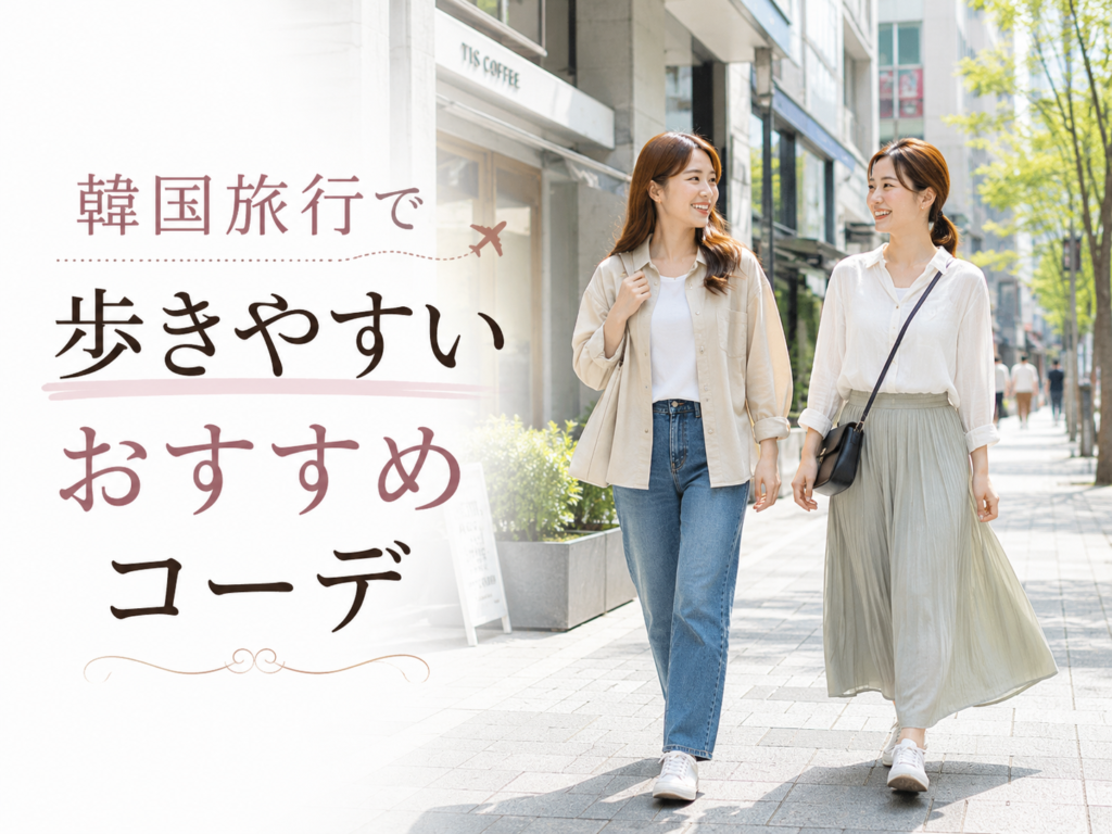 韓国旅行で歩きやすいおすすめコーデを紹介する画像