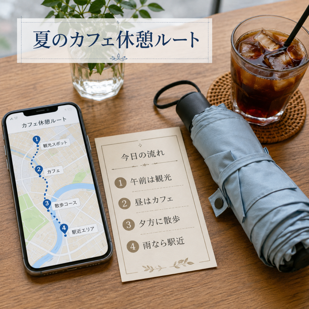 7月の韓国旅行でカフェ休憩を入れたルートを考えるチェックリスト画像