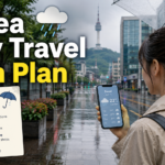 A Korea July travel thumbnail showing how to plan around sudden afternoon rain