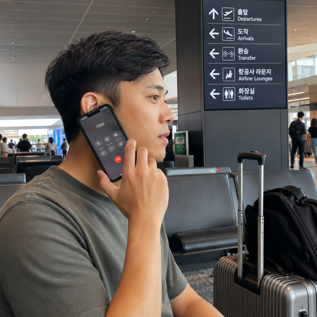 Traveler calls 1330 after a taxi problem in Korea.
