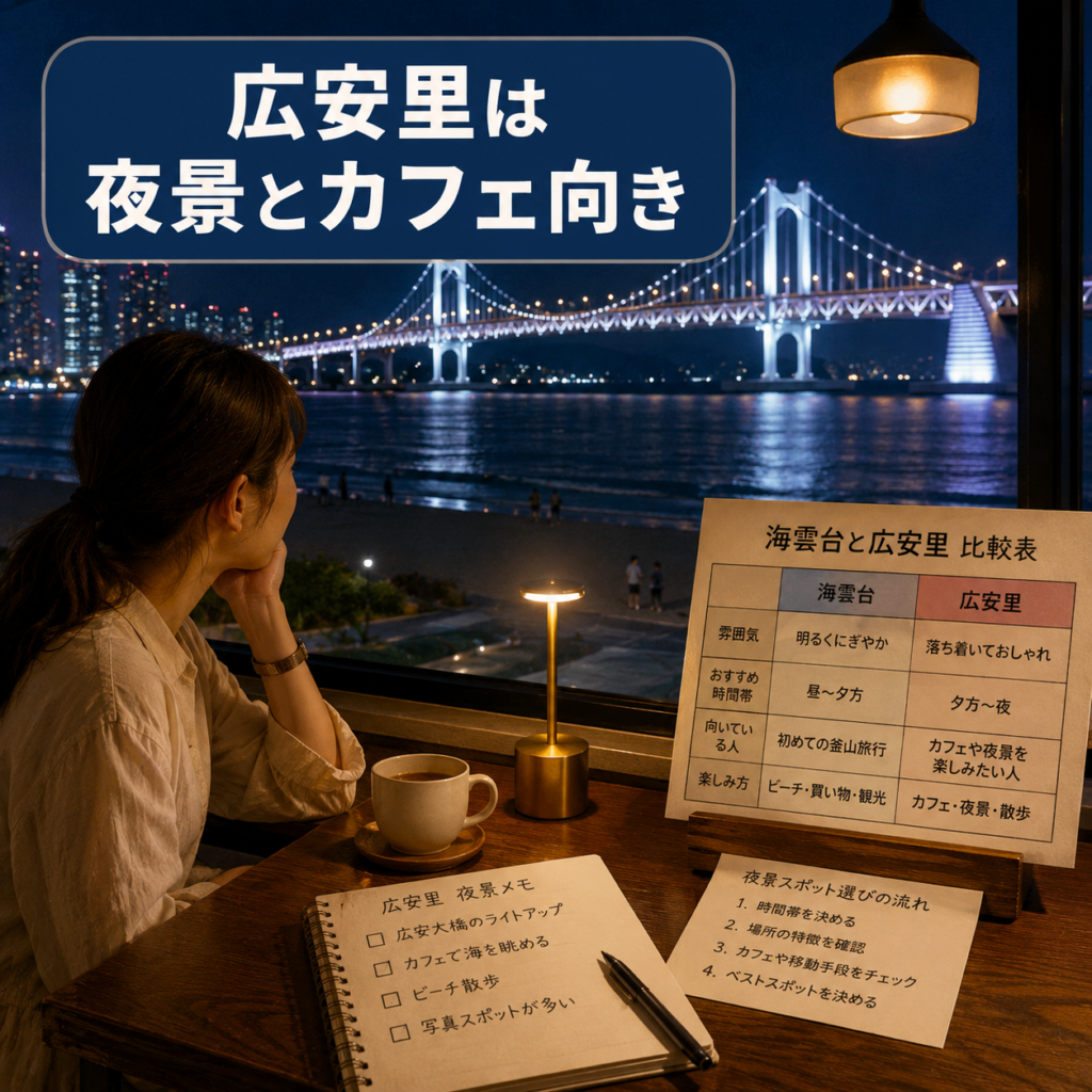 広安里の夜景とカフェ時間を楽しむ7月の釜山旅行イメージ画像