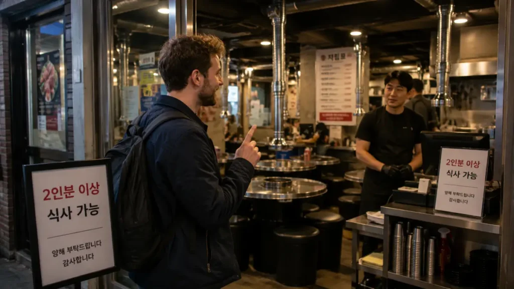 Traveler asking for a solo BBQ table