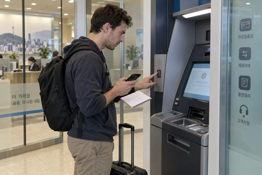 Traveler seeking assistance after a Korean ATM retains a foreign card