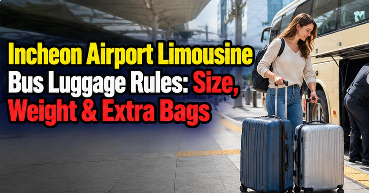 International traveler checking two suitcases before boarding an Incheon Airport limousine bus